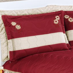 Cobre Leito Casal Queen Fiori Detalhes Laços 3pçs Vermelho - 2
