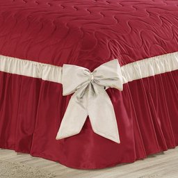 Cobre Leito Casal Queen Fiori Detalhes Laços 3pçs Vermelho - 3
