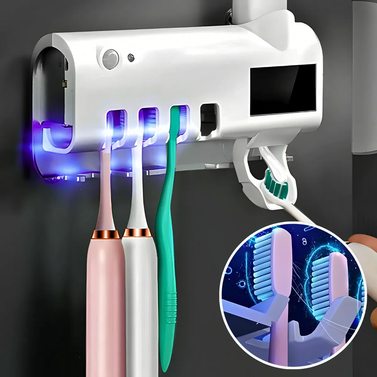 Suporte Dispenser Esterilizador Uv Escova e Creme Dental - 6