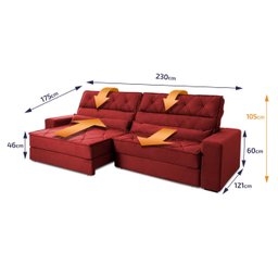 Sofá Retrátil Reclinável 230cm Ascari Suede Velut com molas Ensacadas - King House - 2