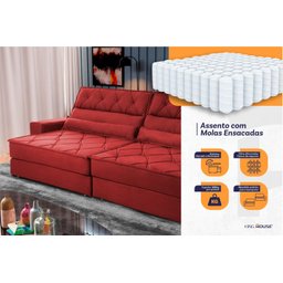 Sofá Retrátil Reclinável 230cm Ascari Suede Velut com molas Ensacadas - King House - 3