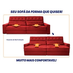 Sofá Retrátil Reclinável 230cm Ascari Suede Velut com molas Ensacadas - King House - 5