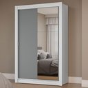 Ver imagem 1 de Guarda-roupa Solteiro 2 Portas de Correr com Espelho Branco/cinza Milano Madesa