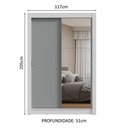 Ver imagem 4 de Guarda-roupa Solteiro 2 Portas de Correr com Espelho Branco/cinza Milano Madesa