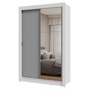 Ver imagem 3 de Guarda-roupa Solteiro 2 Portas de Correr com Espelho Branco/cinza Milano Madesa