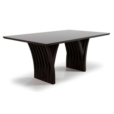 Mesa Yady 180 Vidro Off White Acabamento Tabaco