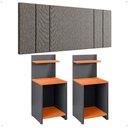 Ver imagem 1 de Kit 2 Mesinhas Cinza/cinamomo Prateleira Nicho Cabeceira Luana Suspensa Cama Casal 1,40 Linho - Rpm