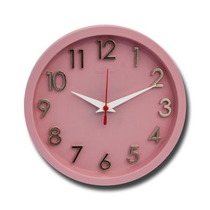 Relógio de Parede Silencioso 24cm Gold 3d Sigma Phr062 Cores Rosa