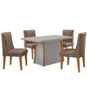 Ver imagem 2 de Mesa Jantar Diane 120cm Tampo Mdf e Vidro 4 Cadeiras Isadora Moderna Veludo Capuccino Off White