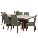 Ver imagem 3 de Conjunto Sala de Jantar Tampo de Vidro 6 Cadeiras Rustic/Branco/Silver Pienza Madesa