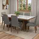 Ver imagem 1 de Conjunto Sala de Jantar Tampo de Vidro 6 Cadeiras Rustic/Branco/Silver Pienza Madesa