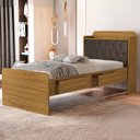 Ver imagem 1 de Cama Solteiro Bau 2 Gavetas Mdf Tamires Capitone Nature Nogal Decmade