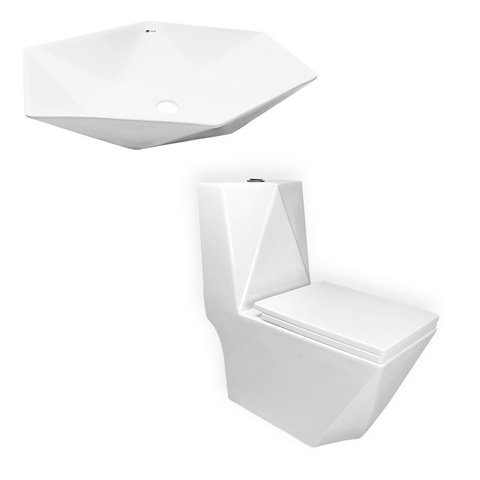 KIT VASO SANITÁRIO MONOBLOCO PRODUZIDO EM CERÂMICA - BAB0021 + VAB0005-C