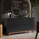 Ver imagem 1 de Aparador Buffet Sala Flow 2 Portas 2 Gavetas com Pés de Madeira - Rede Móveis