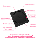 Ver imagem 7 de Ralo Click Mágico Inteligente Quadrado 15x15 Preto Fosco Banheiro Lavabo Irc03
