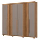 Ver imagem 2 de Guarda Roupa Casal 6 Portas 4 Gavetas Flex D325 Nature Avelã com Armário Multiuso Margarida Cinamomo