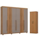 Ver imagem 1 de Guarda Roupa Casal 6 Portas 4 Gavetas Flex D325 Nature Avelã com Armário Multiuso Margarida Cinamomo