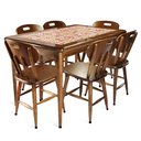 Ver imagem 1 de Mesa retangular 6 lugares para cozinha em madeira e 28 azulejos - Frutas