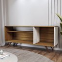 Ver imagem 5 de Rack para Tv até 42 Polegadas Seleto 1 Porta Amêndoa/mármore Branco - Panorama Móveis