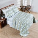 Ver imagem 1 de Kit Cobre Leito Colcha Casa Scarpa Belle Queen Estampado Dupla Face 400 Fios 3 Peças Grid Verde - 10