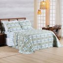 Ver imagem 2 de Kit Cobre Leito Colcha Casa Scarpa Belle Queen Estampado Dupla Face 400 Fios 3 Peças Grid Verde - 10