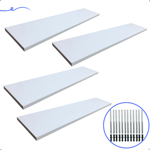 Kit 4 Prateleira Branca 70X15 + Suporte Flutuante Mdf  Organizadora Decoração Cozinha Banheiro Sala
