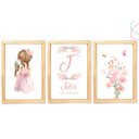 Ver imagem 1 de Quadros Decorativos infantil Menina Aquarela Flores Cachorro:Pinus