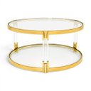 Ver imagem 1 de Mesa de Centro Redonda em Inox Dourado e Acrílico com Tampo em Vidro 40x60x52cm