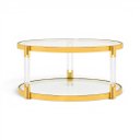 Ver imagem 5 de Mesa de Centro Redonda em Inox Dourado e Acrílico com Tampo em Vidro 40x60x52cm