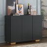 Aparador Buffet 3 Portas com Pés Quadrados Veneza Multimóveis MP1010 Preto/Natural - 2