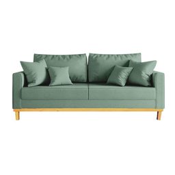Sofá Beny 3 Lugares 180cm Base de Madeira Linho: Verde - 1