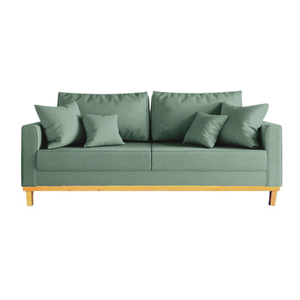 Sofá Beny 3 Lugares 180cm Base de Madeira Linho: Verde