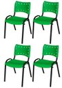 Ver imagem 2 de Cadeira Iso Base Preto Igreja, Escola, Escritório - Verde - Kit 4 Peças