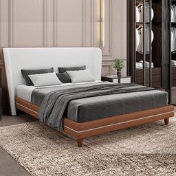 Cama Japonesa com Cabeceira Corea King Courino Caramelo / Bouclé Suave Off White - Sallar Home - 1