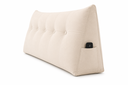 Ver imagem 3 de Almofada Encosto Bia Decorativa para Cabeceira Quarto Casal 140cm Suede Bege - Mozzelar:Bege/Liso