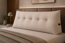 Ver imagem 4 de Almofada Encosto Bia Decorativa para Cabeceira Quarto Casal 140cm Suede Bege - Mozzelar:Bege/Liso