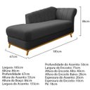 Ver imagem 2 de Kit Diva Recamier Vanessa 185cm Lado Esquerdo e 01 Poltrona Laura Linho Doce Sonho Móveis Cinza Escu