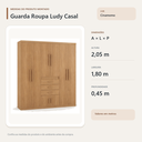Ver imagem 4 de Guarda Roupa Casal Ludy 8 Portas 3 Gavetas Cinamomo Formimóveis