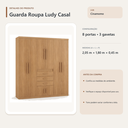 Ver imagem 5 de Guarda Roupa Casal Ludy 8 Portas 3 Gavetas Cinamomo Formimóveis