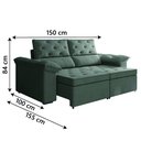 Ver imagem 3 de Sofá Retrátil 2 Lugares 1,50m Inglaterra Suede Cinza Selmer