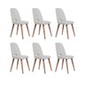 Conjunto com 6 Cadeiras de Madeira Maciça Estofada Drop - Cinamomo C/ Linho Off White - Cobre - 1