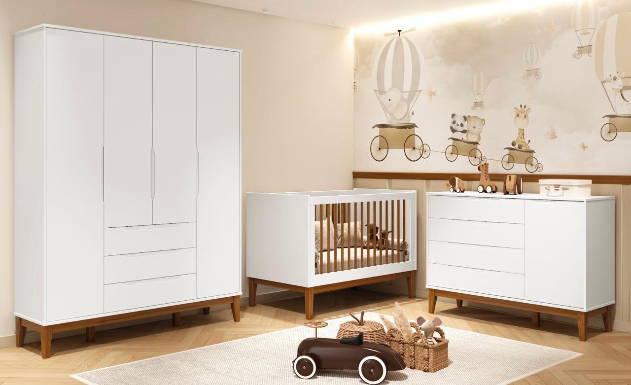 Quarto de Bebê Wood Elfe Classic Pés Madeira - Móveis Reller