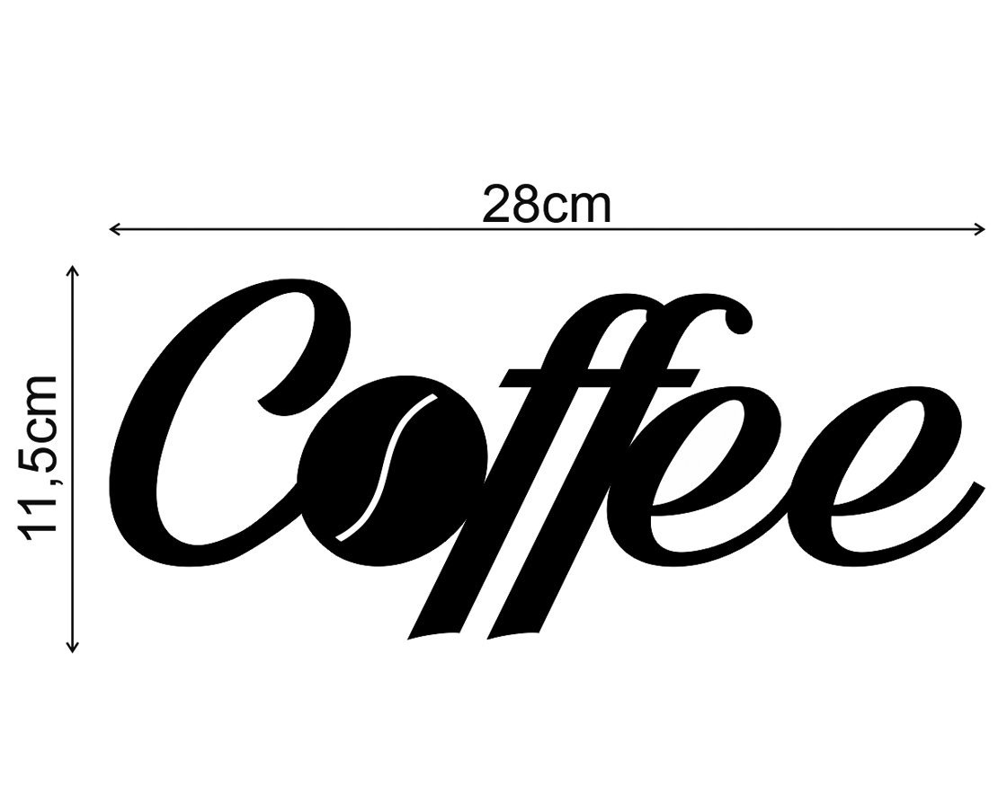 Placa Aplique Palavra Coffee Recorte MDF 3mm Artesanato Preto 28 x11,5 cm - Decori Br - 2