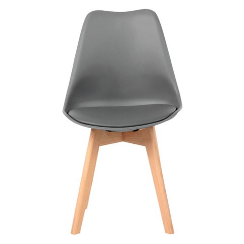 Cadeira Leda Cinza Couro Pu Cozinha Sala de Estar Jantar Mesa de Jantar Área de Lazer Recepção Polip