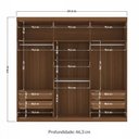 Ver imagem 4 de Guarda-roupa Casal Loanda 6 Portas 4 Gavetas Ripado Jatoba/grafite com Espelho - Pnr Móveis