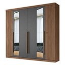 Ver imagem 2 de Guarda-roupa Casal Loanda 6 Portas 4 Gavetas Ripado Jatoba/grafite com Espelho - Pnr Móveis
