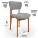 Ver imagem 4 de Kit 03 Cadeiras para Sala de Jantar Cozinha Living Estofada Dara L02 Bouclê Cinza - Lyam Decor