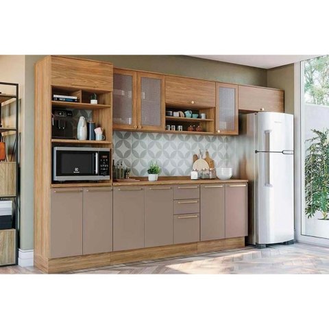 Cozinha Modulada Completa Botanic 8 Peças (3aéreos+2balcões+1paneleiro+2complementos) M663