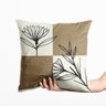 Almofada Natural Flor Marrom Preto 40x40cm - Serigrafada Frente e Verso - 1
