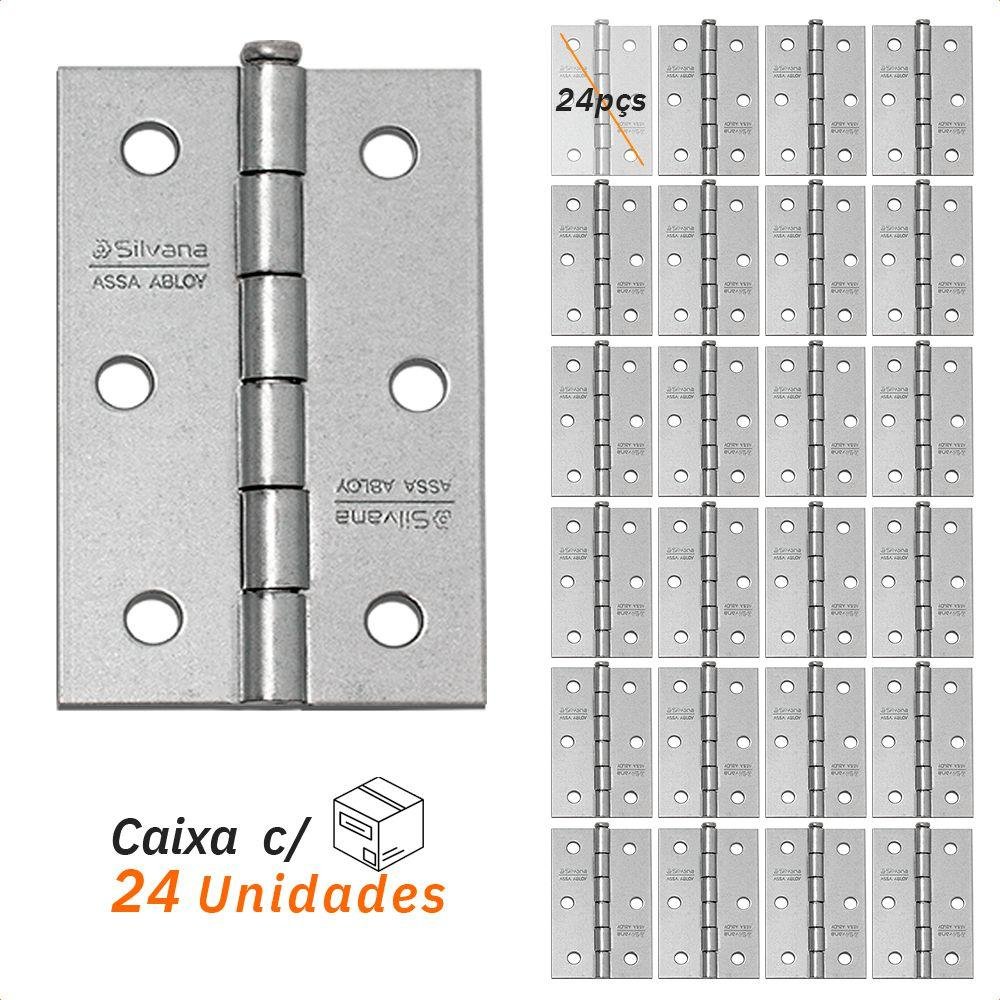 Kit 24 Dobradiças Silvana 810 até 15kg - 3" Galvanizado